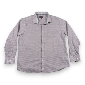 Johnston Murphy Shirt Adult 2XL XXL White Blue Red Houndstooth Check Cotton